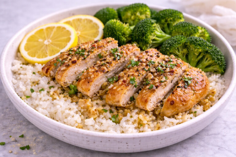 Lemon Garlic Chicken mit Reis – proteinreich und einfach